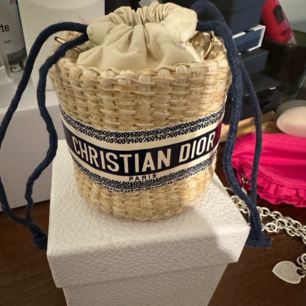 NIB DIOR VIP Mini Straw Bucket Bag